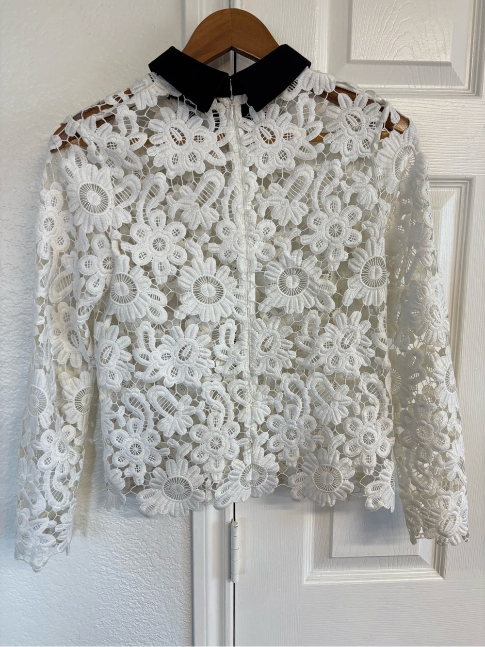 Self Portrait White Lace Collared Top Size 2 View 3